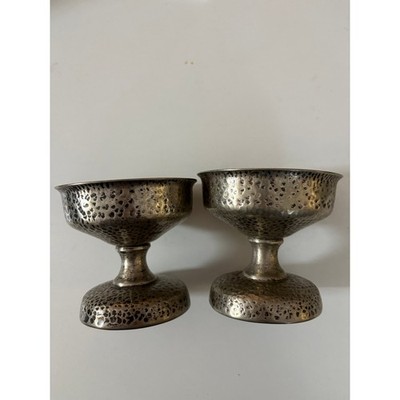 Cecilware Nickel Silver Hammered Footed Dessert Cups