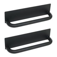 No Drill Adhesive Towel Holder - 9 Inch Black Stainless Steel Peel and Stick ...