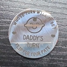 Engraved Silver Unisex Baby Turn Decision Coin Keepsake