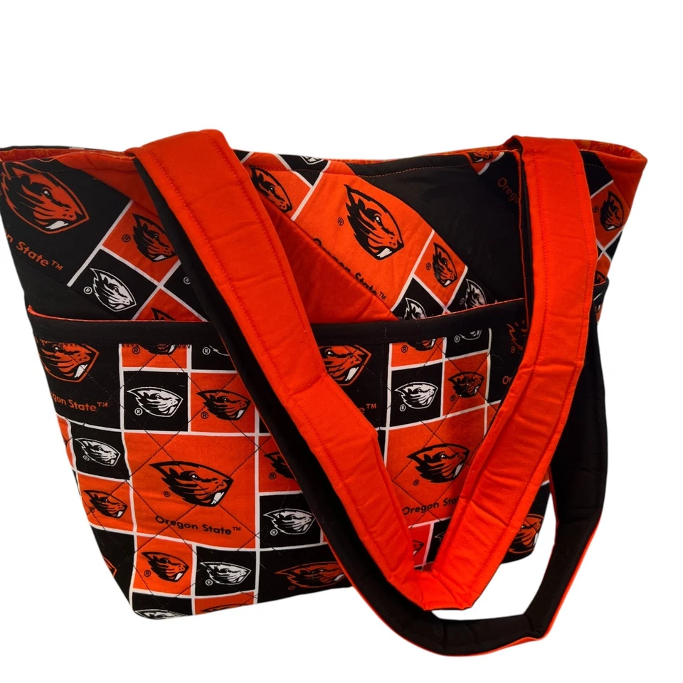 Bolso de Hombro Acolchado Oregon State Beavers NCAA OSU Naranja Negro Retazos Foto 3 de 4