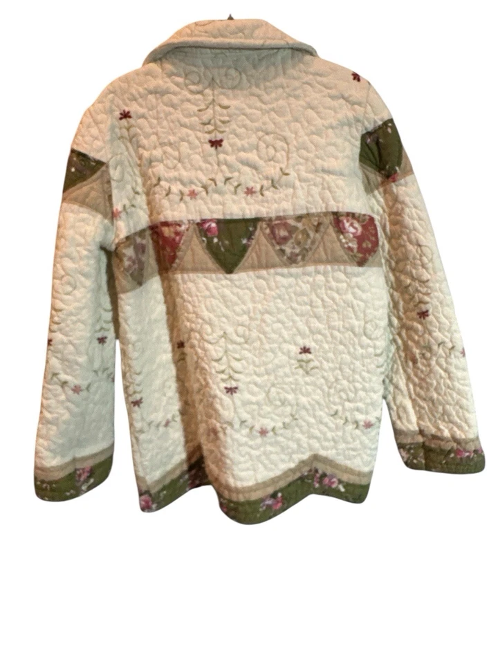 Vtg Quilted Jacket Womens Large/XL Handmade Patchwork Grandma Cottage Core - Image 2 of 4