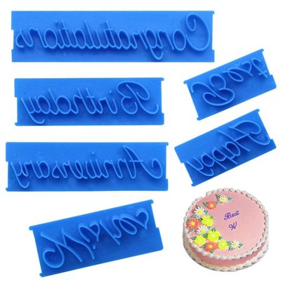 HilBeliFU 6Pcs Cake Stamp, DIY Handwritten Words Mold, #611, #611 