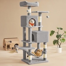 Feandrea Cat Tree, 59.5-Inch Tall Cat Tower, Plush Multi-Level Condo with 5 S...