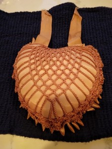 Vintage Heart Shape Small Pillow .Very unusual the way its made.