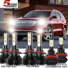 LED Headlight High Low+Fog Light Bulbs  9005+9006+H11 For GMC Acadia 2016-2017