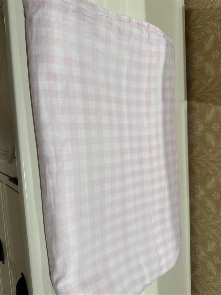 "Sábana plana a cuadros Shabby Chic tamaño doble rosa y blanco 98"" X 80""" Foto 2 de 4