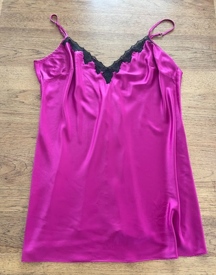 Victoria's Secret Berry XX-LARGE Very Sexy Satin Rose Lace-Trim Mini Slip  Dress