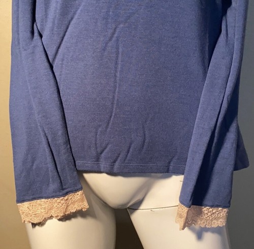 Women’s eberjey T536L denim tea long sleeve v neck tee Free Shipping - Picture 3 of 8