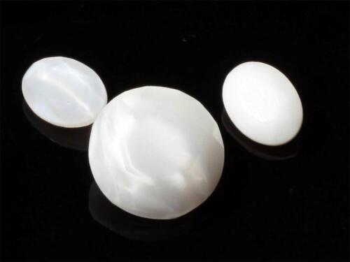 Lotto (3) strass vetro satinato gelo ceco vintage rotondo ovale sfaccettato bianco - Foto 2 di 3