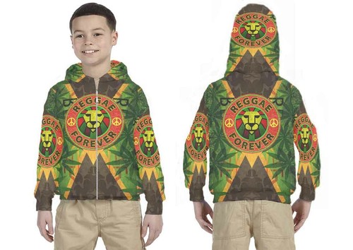 Kids Hoodie Rasta Jamaica Design 7434105219259 Hoodie Unisex For Children - Picture 2 of 4