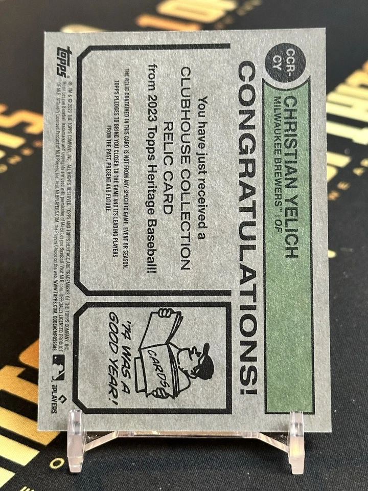 Christian Yelich 2023 Topps Heritage Clubhouse Collection Relic #CCR-CY Brewers - Image 2 of 2