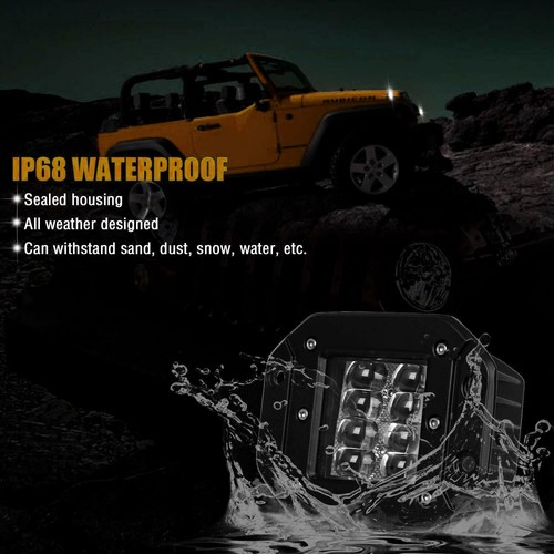 2X 5inch Flush Mount LED Work Light Bar Pods Spot Flood Off-Road For Jeep Bumper - Picture 7 of 13