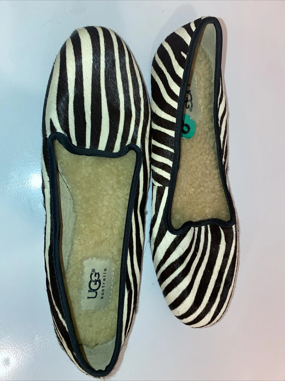 Piastrelle UGG Australia Alloway taglia 8 nere crema capelli di polpaccio suola in gomma sherpa foderata