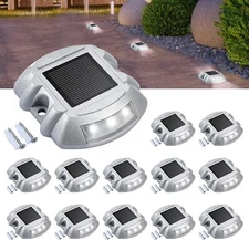 CXRCY 12-Pack Solar Deck Lights, Aluminum, IP67, 20T Press, 4.2"x3.4" Pathway