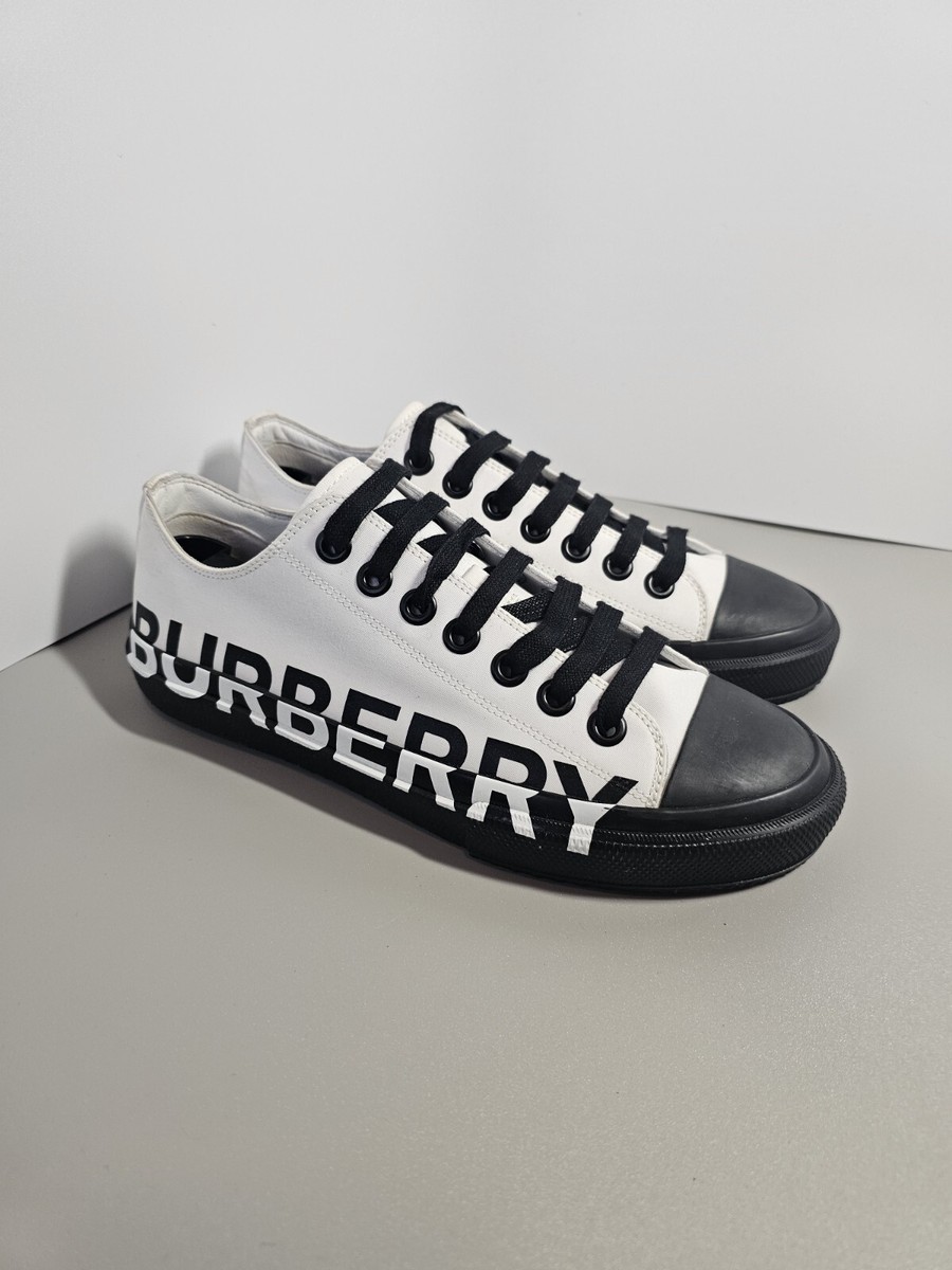 Authentic Burberry White and Black Larkhall M Logo Women's Sz 38.5