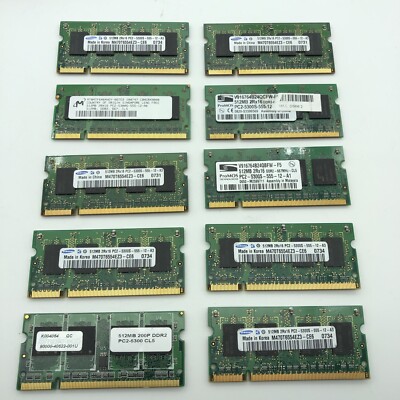 Lot 10 pcs 512MB PC2-5300s PC5300 DDR2 667Mhz 2Rx16