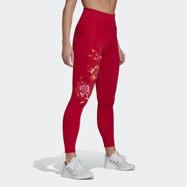 Be satisfied Sentimental dramatic Adidas W Farm FB Womens Floral Leggings Size Medium Bold Red White Color  for sale online | eBay
