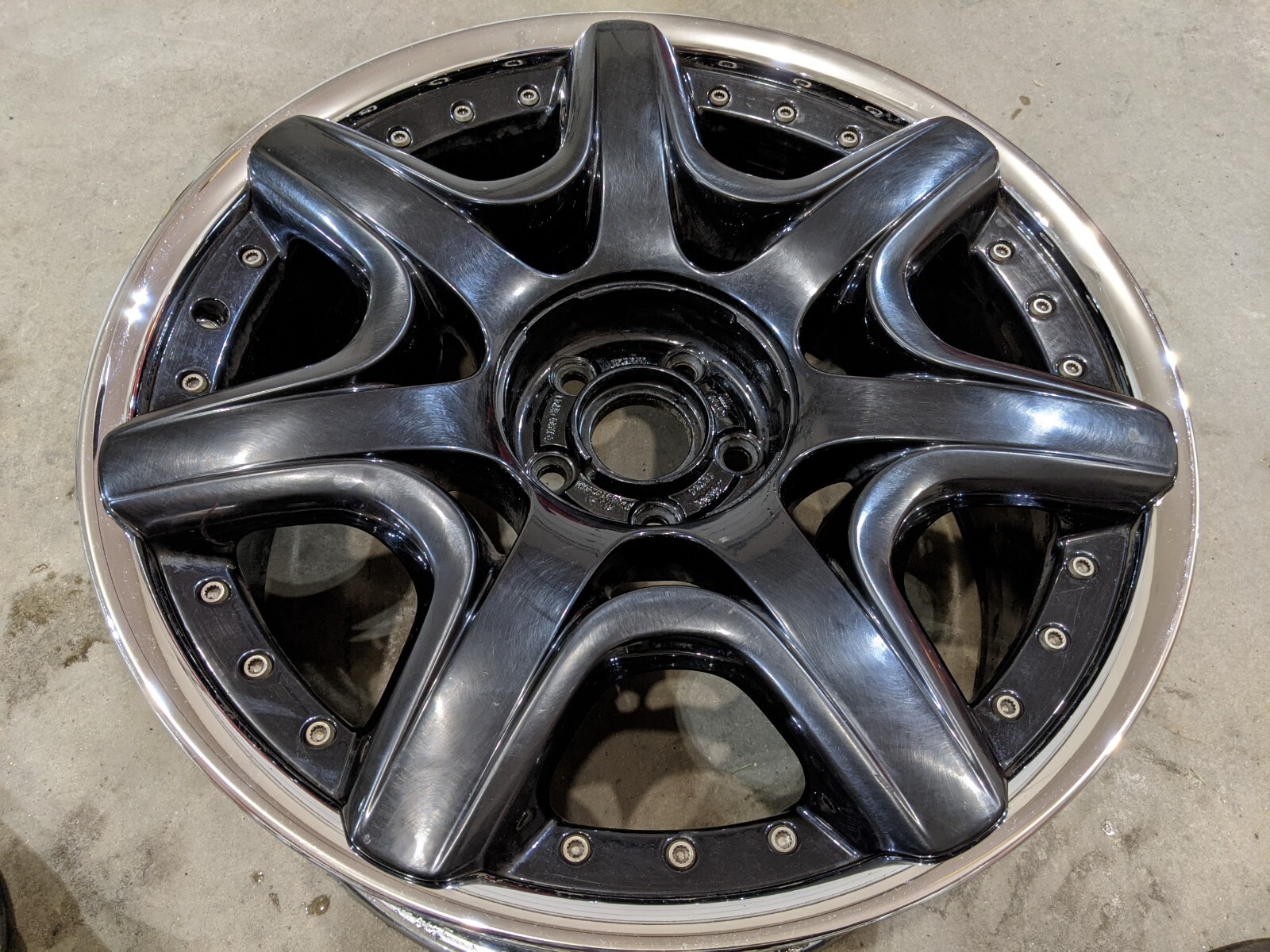 black & chrome Bentley Continental flying spur mulliner 7 spoke OEM wheel rim 20