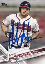 MATT ADAMS SIGNED AUTO'D 2017 TOPPS CARD US103 ST LOUIS CARDINALS ATLANTA BRAVES