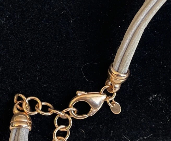 Collar moderno Milor Italia cuentas de bronce y cuero gris anudado 18""L Foto 3 de 4