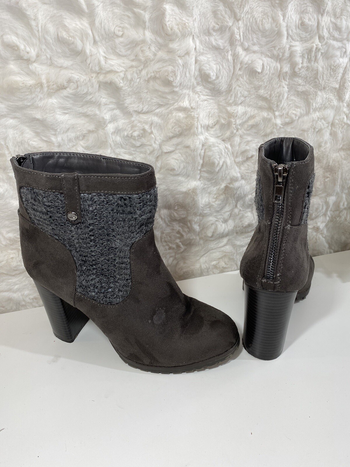 Lupia Grey Ankle Boots Suede Knit 