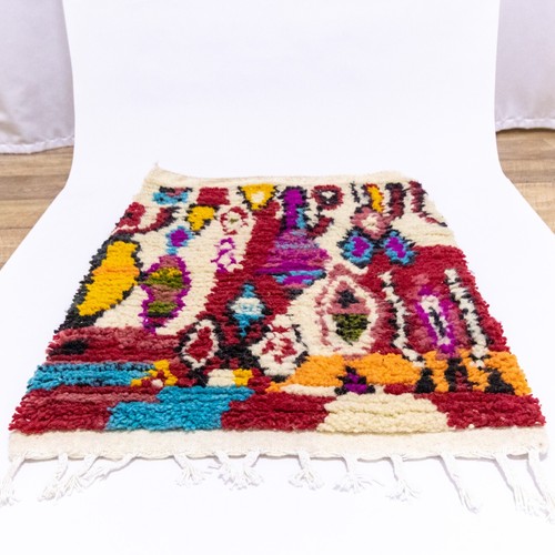 Small Moroccan Rug, Colorful Handmade wool Boho Rug for Entry Bathroom Nursery - Picture 2 of 9