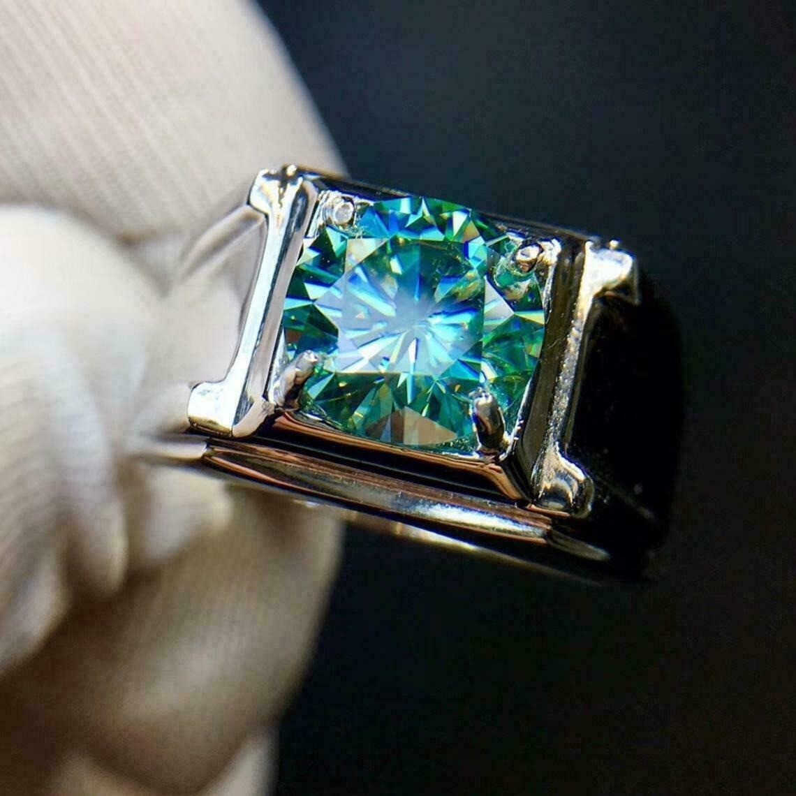 Green Diamond Ring Men