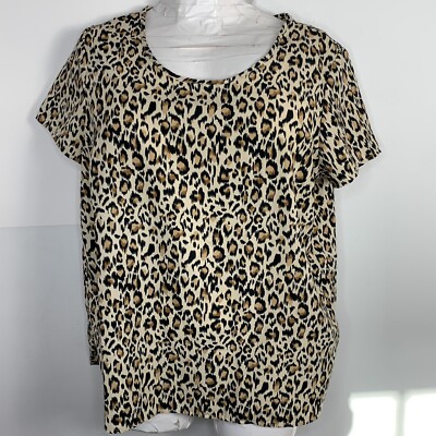 Faded Glory Plus Womens Top Sz XXL Brown Tan Animal Print Y2K Retro NEW