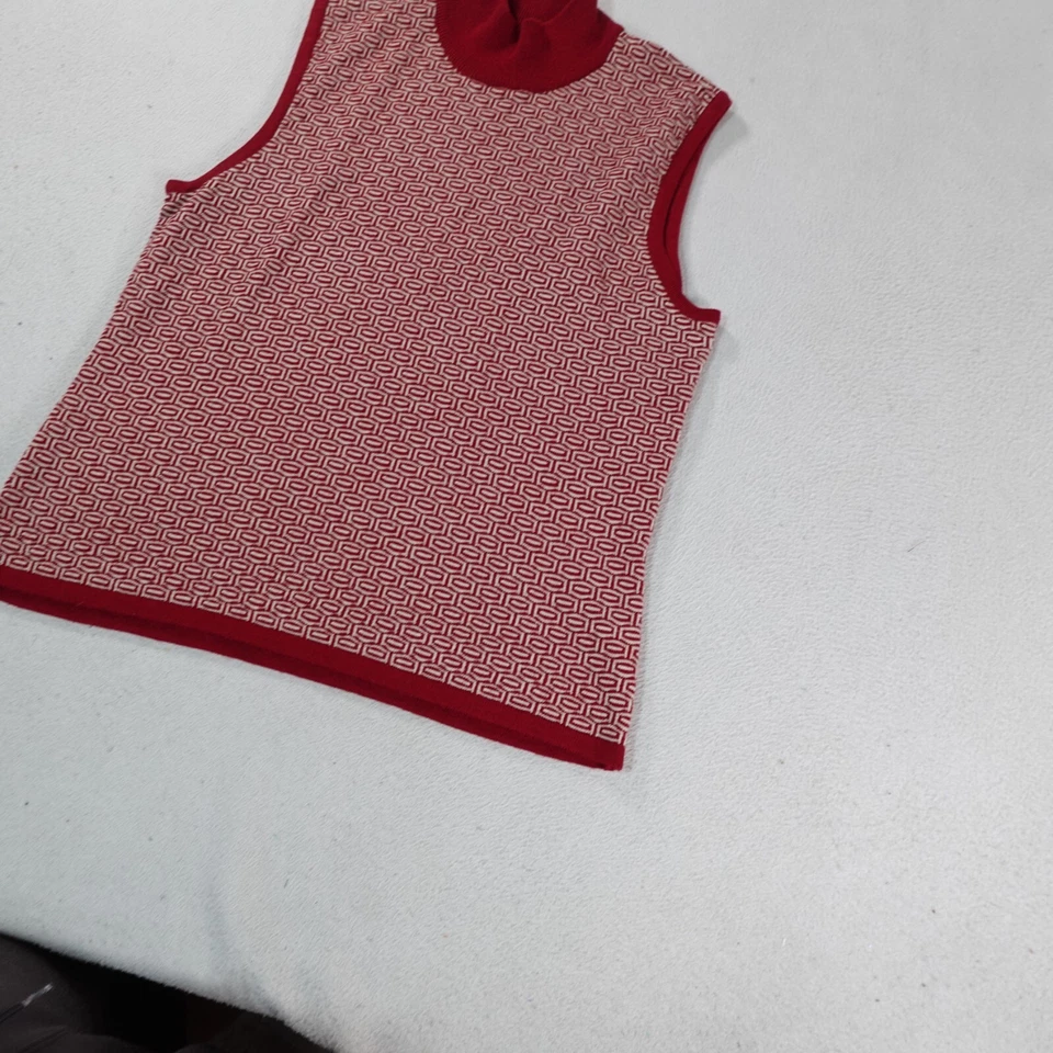 Jones New York Vest Womens Large Red Striped Pullover Merino Preppy Academia - Image 2 of 4