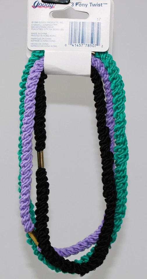 Goody Vintage 1996 "Flair" Pony Twists #Pack: Aqua/Púrpura/Negro #78507 Foto 3 de 4