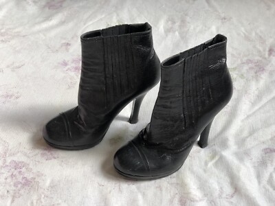 Prada women's boots leather size 37.5 US size 7 women high heel leather boots 