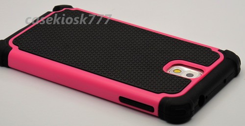 For Samsung Galaxy Note III 3 black hot pink soft hard case 3 layer % heavy duty - Picture 2 of 3