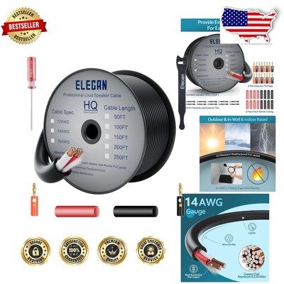 Versatile 14 AWG Speaker Wire 250 Ft with Comprehensive Tool Kit for Easy Setup