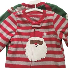 Carters Just One You Size 18M Boy's 2 Footed Fleece Sleeper Pajamas Santa Claus