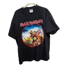 Iron Maiden T-Shirt The Trooper  Size Large Double Sided Graphic M&O Knits