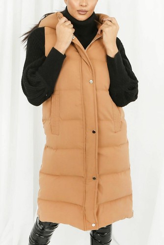 New Womens Ladies Camel Longline Hooded 