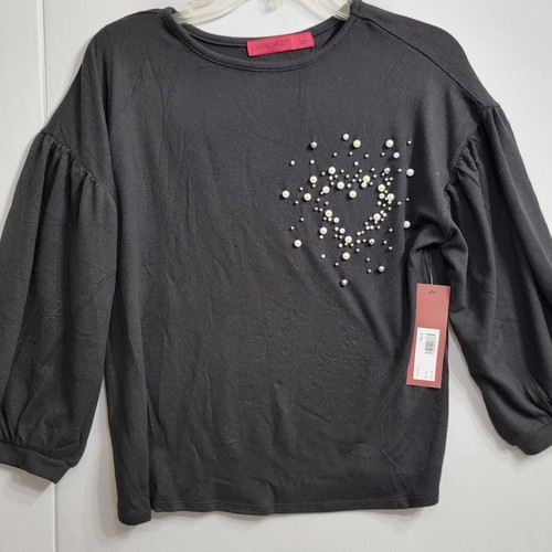Love Scarlett Black Bell Sleeve Top S Love Embellished Pearls Whimsigoth Fairy - Picture 2 of 11