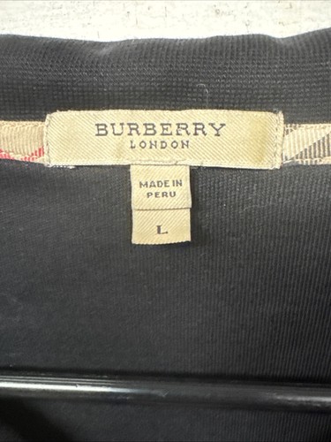 BURBERRY LONDON 1/4 Zip Pullover Sweater Black Sz Large Excellent - 第 4/9 張圖片