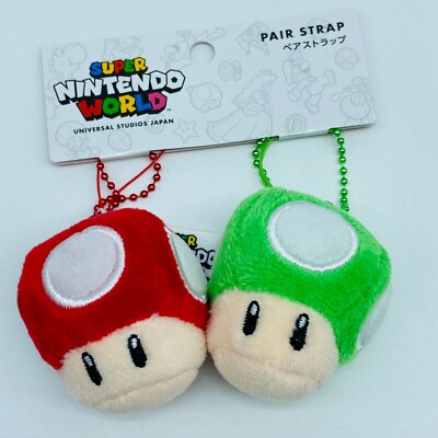 Super Nintendo World Mushroom Plush Pair Strap UNIVERSAL STUDIOS