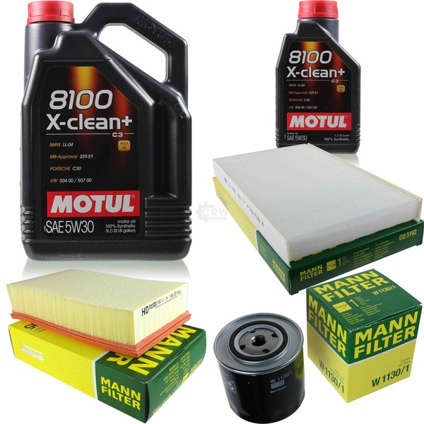 MANN-FILTER Inspektionspaket 6L Motul 8100 X-Clean+ 5W-30 FüR Audi A6 Avant 2.5-image