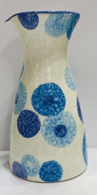 Bassano pottery: 24 Fl Oz Pitcher Circle Pattern .Made/Painted by hand-Italy