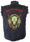 <!--F#f_0-->Shut Up And Ride Steer Head Dreamcatcher Acid Washed Denim Biker Shirt Men's<!--F/-->