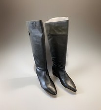 Next Ladies 100% Leather Black Knee High Boots Uk Size 4 Eur 37 Rrp £100