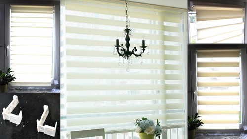 Doppelrollo Klemmfix ohne Bohren Klemm Vario Duo-Rollo Seitenzugrollo Zebrarollo - Bild 3 von 10