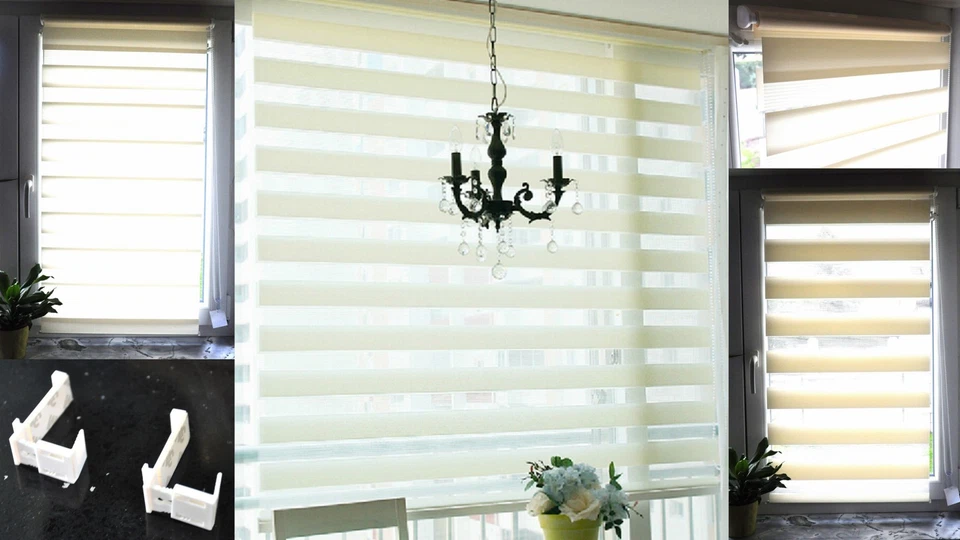 Doppelrollo Klemmfix ohne Bohren Klemm Vario Duo-Rollo Seitenzugrollo Zebrarollo - Bild 3 von 4