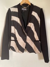Just Cavalli Women Blazer In Black With Animal Print , Size 8 Uk