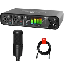 MOTU M4 Type-C Audio-MIDI Interface w/ Audio-Technica AT2020 Mic & XLR Cables