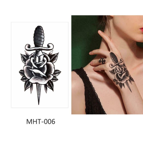 Temporary Tattoo for Men Women Kids Halloween Skull Letter Mandala Rose for Hand - Picture 22 of 34