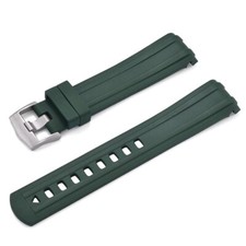 20mm Curved End Green FKM Rubber Strap for 41mm Omega Seamaster 300M - NEW