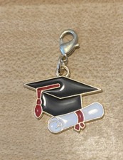 Graduation Cap And Diploma Charm On Lobster Clasp